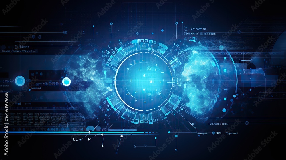 Wall mural abstract background of future technology concept for business solutions.circle,globe. generative ai