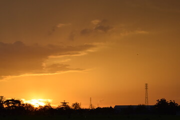 sunset over the city