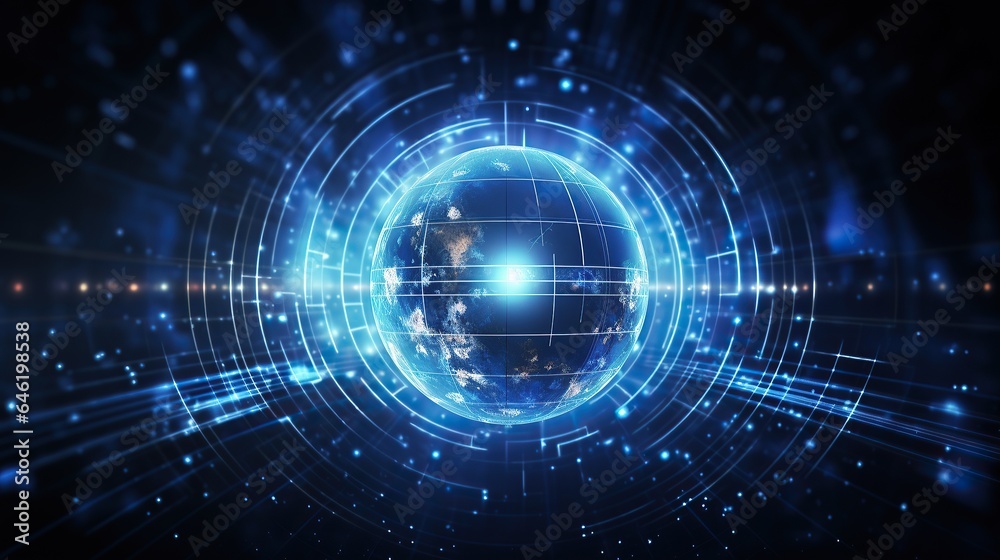 Wall mural abstract background of future technology concept for business solutions .circle, globe. generative a