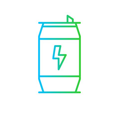 Energy drink food and drink icon with blue and green gradient outline style. water, energy, drink, symbol, beverage, soda, container. Vector illustration