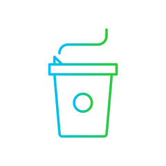 Coffee food and drink icon with blue and green gradient outline style. coffee, drink, mug, beverage, espresso, restaurant, hot. Vector illustration