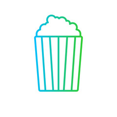 Popcorn food and drink icon with blue and green gradient outline style. popcorn, cinema, movie, food, film, box, snack. Vector illustration