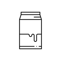 Milk food and drink icon with black outline. milk, dairy, liquid, fresh, drink, product, yogurt. Vector illustration