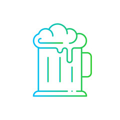 Beer food and drink icon with blue and green gradient outline. alcohol, drink, glass, pub, bar, beer, beverage. Vector illustration