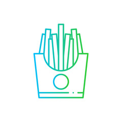 Frenchfries food and drink icon with blue and green gradient outline. food, snack, fastfood, lunch, potato, fast, meal. Vector illustration
