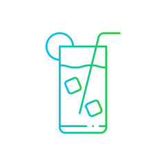 Juice food and drink icon with blue and green gradient outline. fresh, drink, healthy, fruit, orange, juice, beverage. Vector illustration