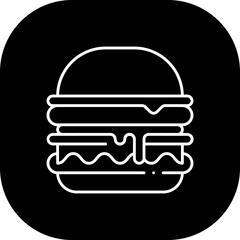 Burger food and drink icon with black filled line outline. hamburger, food, burger, meat, sandwich, beef, cheese. Vector illustration