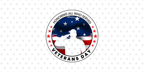 Veterans day poster. Veteran's day illustration with american flag, 11th November, Vector illustration	