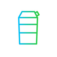 Milk food and drink icon with blue and green gradient outline style. milk, food, sign, drink, symbol, bottle, product. Vector illustration