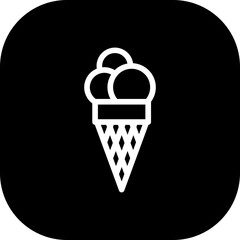 Ice cream food and drink icon with black filled outline style. sweet, cream, food, ice, summer, dessert, waffle. Vector illustration