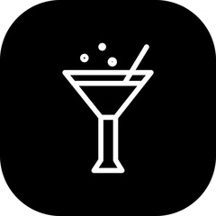 Cocktail food and drink icon with black filled outline style. cocktail, drink, alcohol, glass, bar, beverage, restaurant. Vector illustration