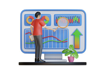 Analyzing Dashboard 3d Illustration