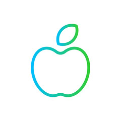 Apple food and drink icon with blue and green gradient outline style. fresh, healthy, apple, symbol, fruit, natural, organic. Vector Illustration