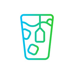 Ice tea food and drink icon with blue and green gradient outline style. drink, tea, cup, ice, glass, symbol, restaurant. Vector Illustration