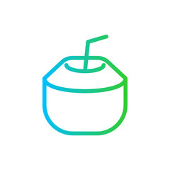 Coconut drink food and drink icon with blue and green gradient outline style. drink, cocktail, coconut, juice, glass, bottle, bar. Vector Illustration