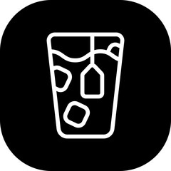 Ice tea food and drink icon with black filled line outline style. drink, tea, cup, ice, glass, symbol, restaurant. Vector Illustration