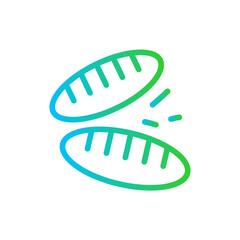 Bread food and drink icon with blue and green gradient outline style. bread, bakery, food, toast, loaf, wheat, meal. Vector illustration
