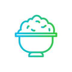 Rice food and drink icon with blue and green gradient outline style. food, rice, grain, set, wheat, organic, oat. Vector illustration