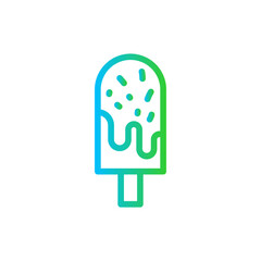 Ice cream food and drink icon with blue and green gradient outline style. sweet, cream, food, ice, summer, dessert, waffle. Vector illustration