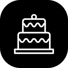 Cake food and drink icon with black filled outline style. cake, birthday, food, dessert, sign, sweet, celebration. Vector illustration