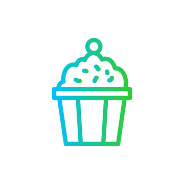 Cupcake food and drink icon with blue and green gradient outline style. cupcake, food, cake, sweet, dessert, pastry, muffin. Vector illustration