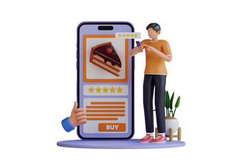 Rating on the food app 3d Illustration