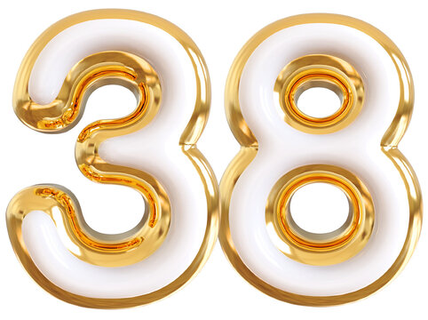 3d number 38 - gold number