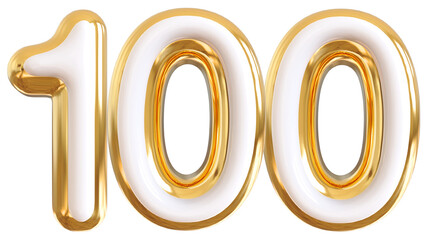3d number 100 - gold number