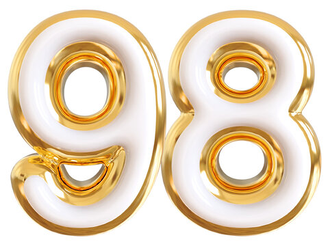 3d Number 98 - Gold Number