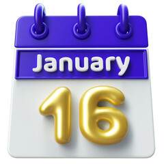 16th January -  Icon 3d Calendar of Day