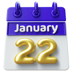 22nd January -  Icon 3d Calendar of Day