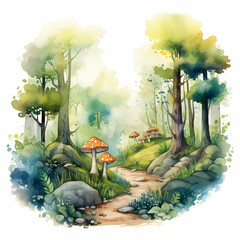 Green Forest Watercolor
