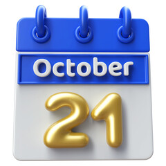 Calendar October 21st - Icon 3d Calendar