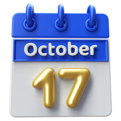 Calendar October 17th - Icon 3d Calendar