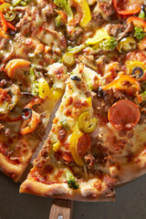 pizza with salami and olives