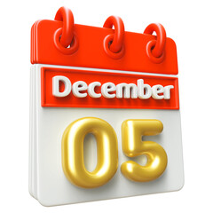 Calendar December 5th - Icon 3d Calendar