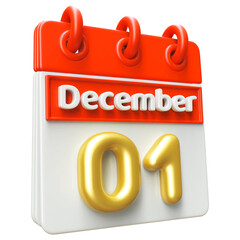 Calendar December 1st - Icon 3d Calendar