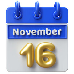 Calendar November 16th - Icon 3d Calendar