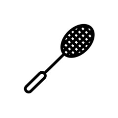 Racket sport and fitness icon with black outline style. sport, racket, symbol, tennis, game, competition, ball. Vector illustration