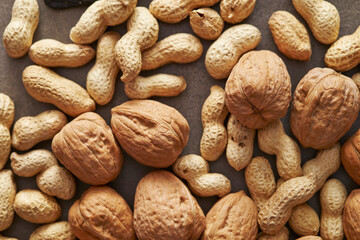 raw nuts, Walnuts and peanuts