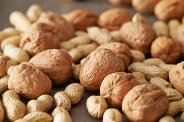 raw nuts, Walnuts and peanuts