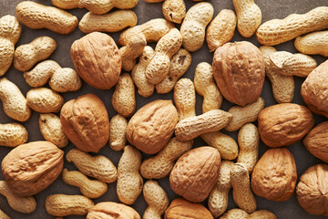 raw nuts, Walnuts and peanuts