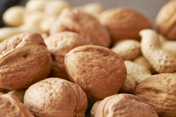 raw nuts, Walnuts and peanuts