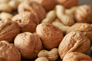 raw nuts, Walnuts and peanuts