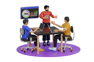 Team Discussion About Business 3d Illustration