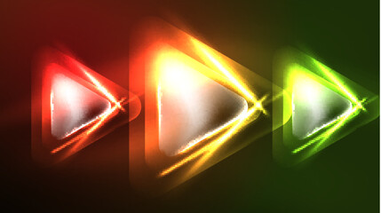 Digital Neon Abstract Background, Triangles And Lights Geometric Design Template