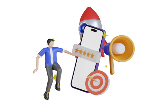 Social Media Marketing Review 3d Illustration