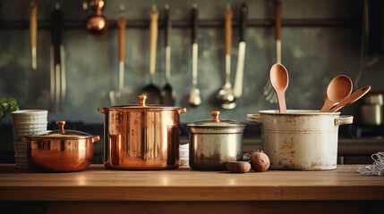 Vintage kitchen pot.generative ai