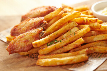 French fries on cutting board