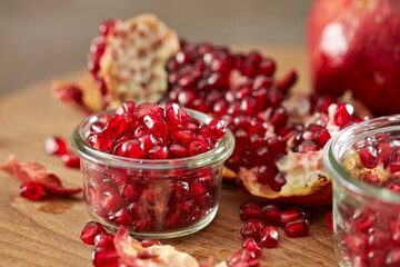 pomegranate seeds in a glass